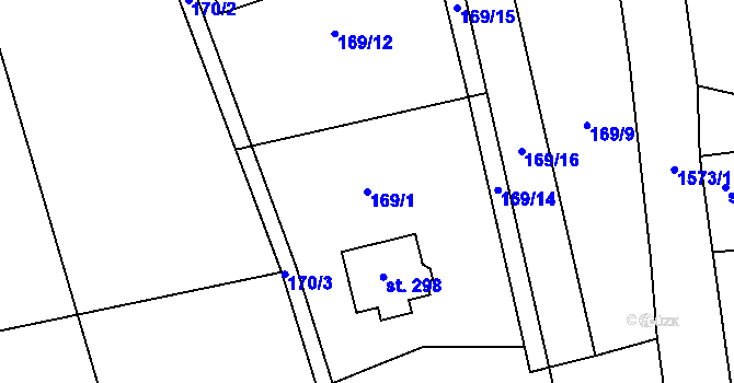 Parcela st. 169/1 v KÚ Ledce u Kladna, Katastrální mapa
