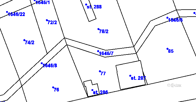 Parcela st. 1646/7 v KÚ Ledce u Kladna, Katastrální mapa