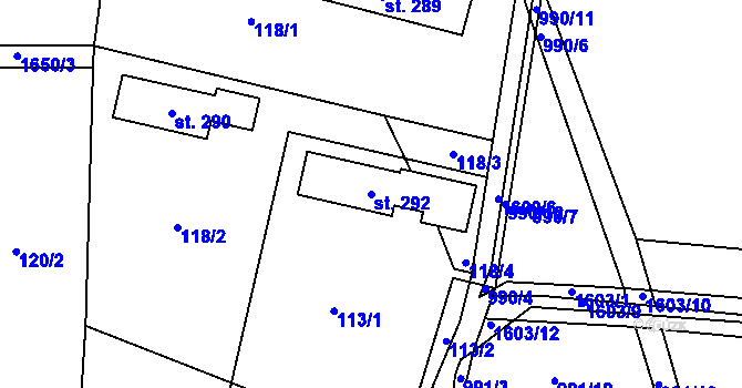 Parcela st. 292 v KÚ Ledce u Kladna, Katastrální mapa