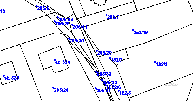 Parcela st. 253/20 v KÚ Ledce u Kladna, Katastrální mapa