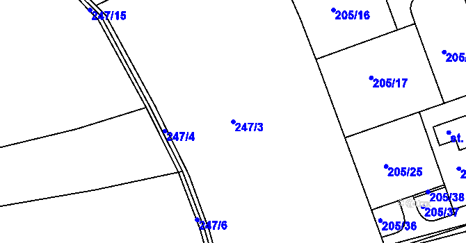 Parcela st. 247/3 v KÚ Ledce u Kladna, Katastrální mapa