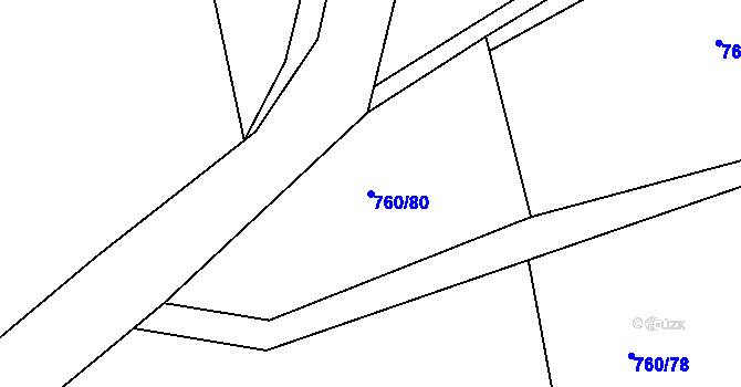 Parcela st. 760/80 v KÚ Ledce u Kladna, Katastrální mapa