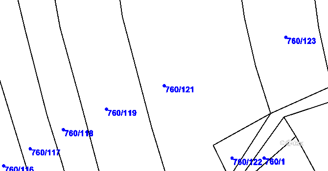 Parcela st. 760/121 v KÚ Ledce u Kladna, Katastrální mapa