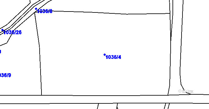 Parcela st. 1036/4 v KÚ Ledce u Kladna, Katastrální mapa