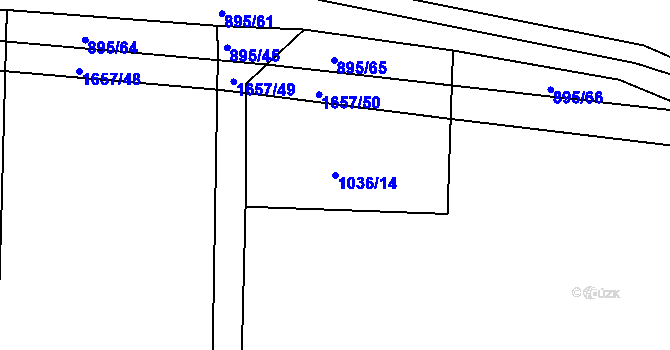 Parcela st. 1036/14 v KÚ Ledce u Kladna, Katastrální mapa