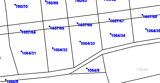 Parcela st. 1064/33 v KÚ Ledce u Kladna, Katastrální mapa