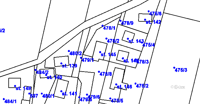 Parcela st. 145 v KÚ Ledce u Mladé Boleslavi, Katastrální mapa