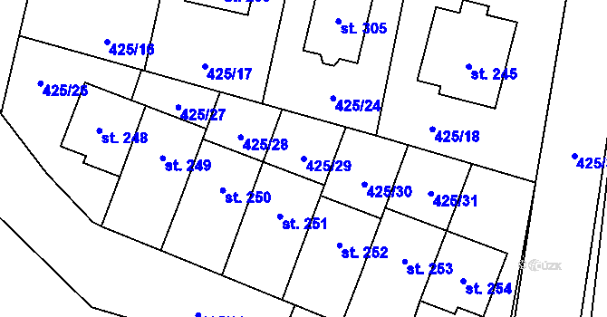Parcela st. 425/29 v KÚ Ledce u Mladé Boleslavi, Katastrální mapa