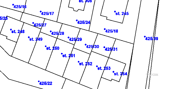 Parcela st. 425/30 v KÚ Ledce u Mladé Boleslavi, Katastrální mapa