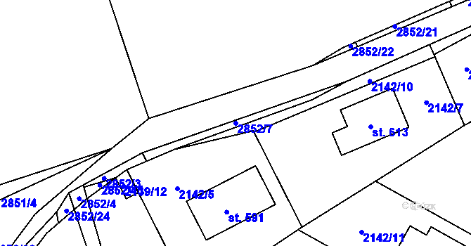 Parcela st. 2852/7 v KÚ Ledce u Plzně, Katastrální mapa