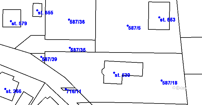 Parcela st. 587/37 v KÚ Ledce u Plzně, Katastrální mapa