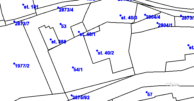 Parcela st. 40/2 v KÚ Ledce u Plzně, Katastrální mapa