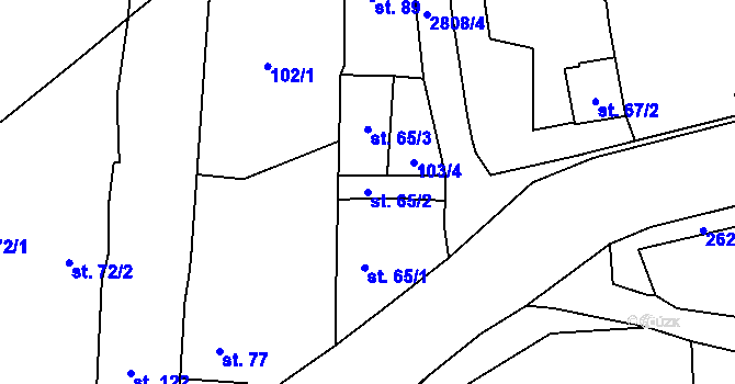 Parcela st. 65/2 v KÚ Ledce u Plzně, Katastrální mapa