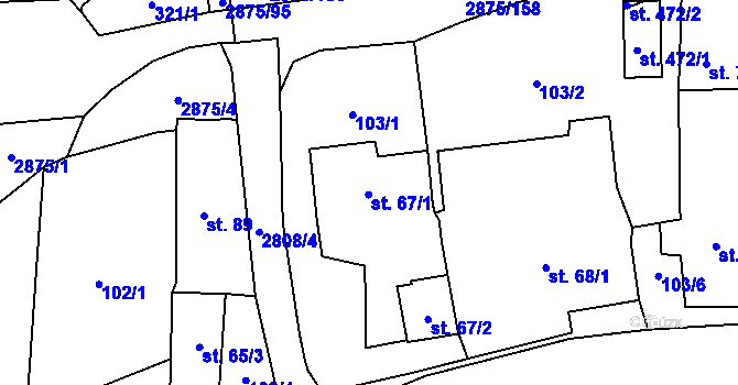 Parcela st. 67 v KÚ Ledce u Plzně, Katastrální mapa