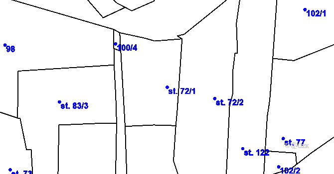 Parcela st. 72/1 v KÚ Ledce u Plzně, Katastrální mapa