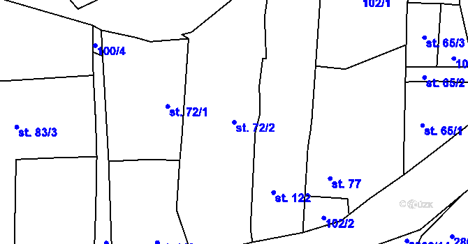Parcela st. 72/2 v KÚ Ledce u Plzně, Katastrální mapa