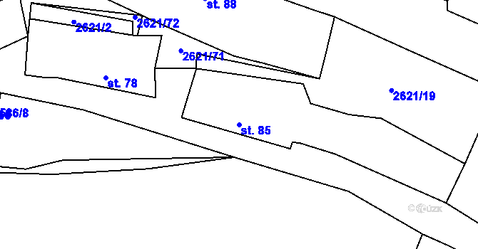 Parcela st. 85 v KÚ Ledce u Plzně, Katastrální mapa