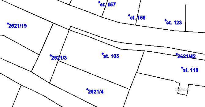 Parcela st. 103 v KÚ Ledce u Plzně, Katastrální mapa