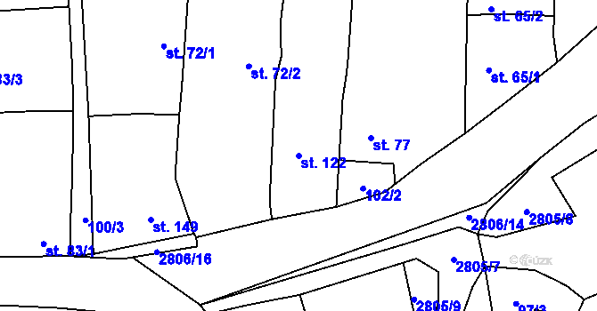Parcela st. 122 v KÚ Ledce u Plzně, Katastrální mapa