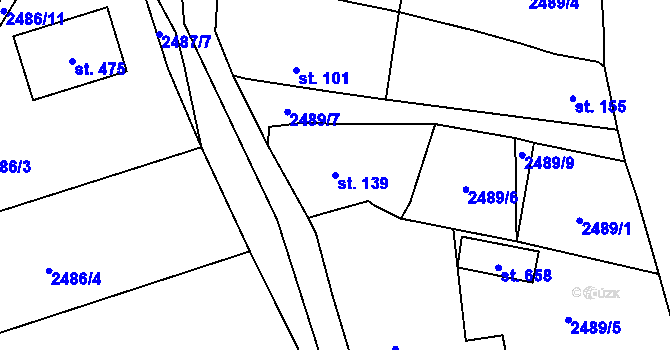 Parcela st. 139 v KÚ Ledce u Plzně, Katastrální mapa
