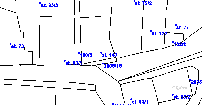 Parcela st. 149 v KÚ Ledce u Plzně, Katastrální mapa