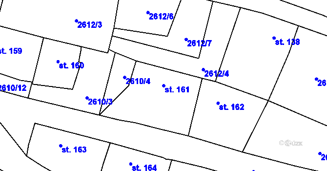 Parcela st. 161 v KÚ Ledce u Plzně, Katastrální mapa