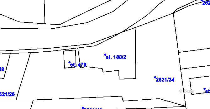 Parcela st. 188/2 v KÚ Ledce u Plzně, Katastrální mapa