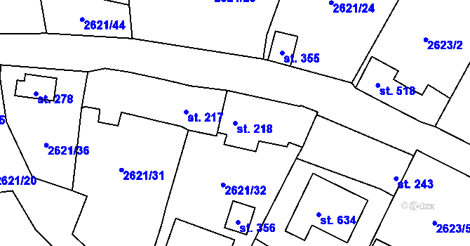 Parcela st. 218 v KÚ Ledce u Plzně, Katastrální mapa