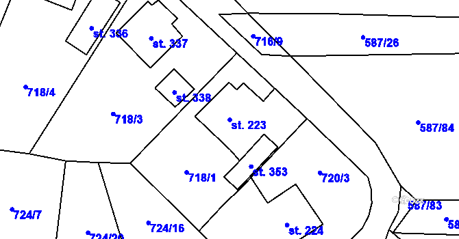 Parcela st. 223 v KÚ Ledce u Plzně, Katastrální mapa