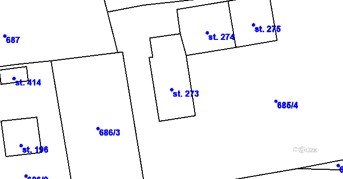 Parcela st. 273 v KÚ Ledce u Plzně, Katastrální mapa