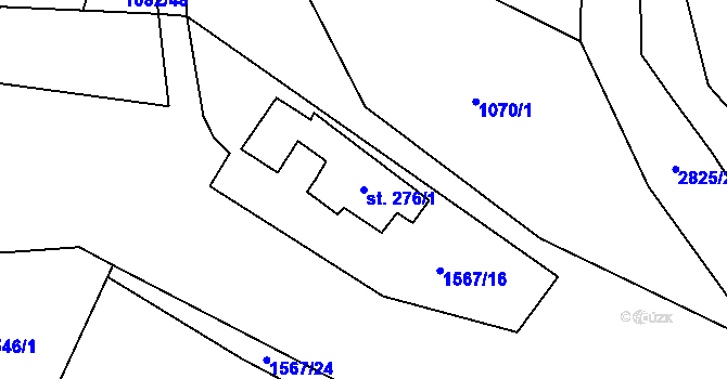 Parcela st. 276/1 v KÚ Ledce u Plzně, Katastrální mapa