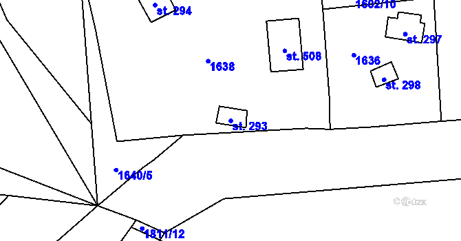 Parcela st. 293 v KÚ Ledce u Plzně, Katastrální mapa