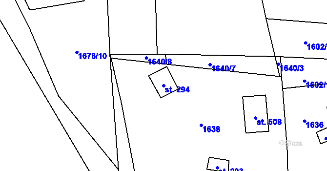 Parcela st. 294 v KÚ Ledce u Plzně, Katastrální mapa