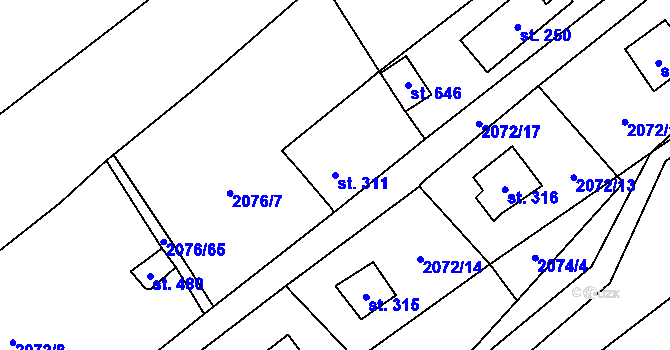 Parcela st. 311 v KÚ Ledce u Plzně, Katastrální mapa