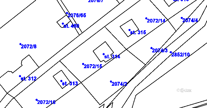 Parcela st. 314 v KÚ Ledce u Plzně, Katastrální mapa
