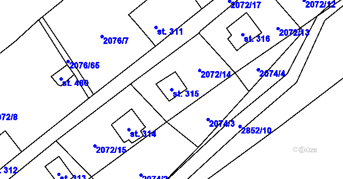 Parcela st. 315 v KÚ Ledce u Plzně, Katastrální mapa