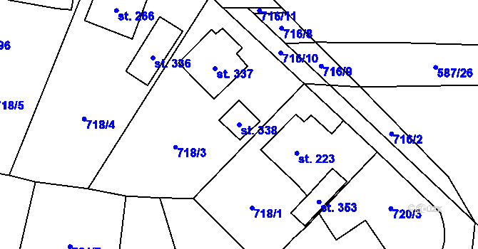 Parcela st. 338 v KÚ Ledce u Plzně, Katastrální mapa