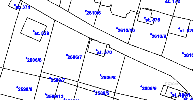 Parcela st. 370 v KÚ Ledce u Plzně, Katastrální mapa
