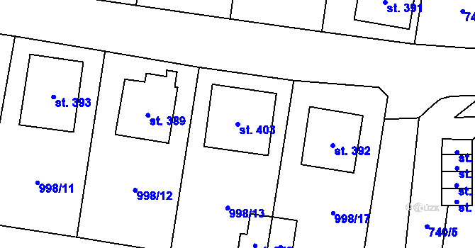 Parcela st. 403 v KÚ Ledce u Plzně, Katastrální mapa