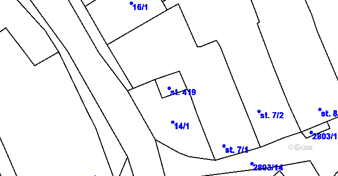 Parcela st. 419 v KÚ Ledce u Plzně, Katastrální mapa