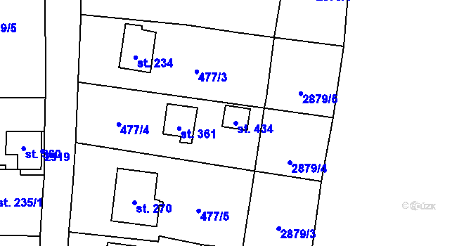 Parcela st. 434 v KÚ Ledce u Plzně, Katastrální mapa