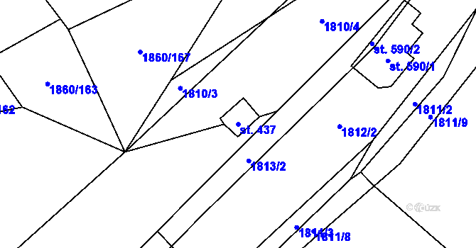 Parcela st. 437 v KÚ Ledce u Plzně, Katastrální mapa