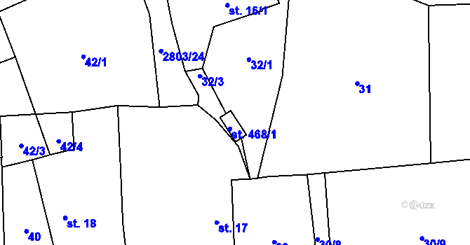 Parcela st. 468/1 v KÚ Ledce u Plzně, Katastrální mapa