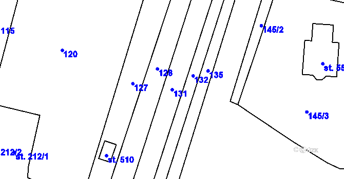 Parcela st. 131 v KÚ Ledce u Plzně, Katastrální mapa