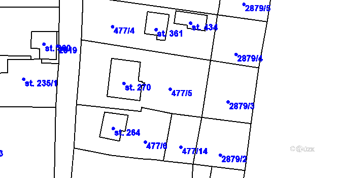 Parcela st. 477/5 v KÚ Ledce u Plzně, Katastrální mapa