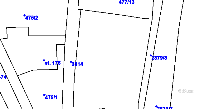 Parcela st. 477/18 v KÚ Ledce u Plzně, Katastrální mapa