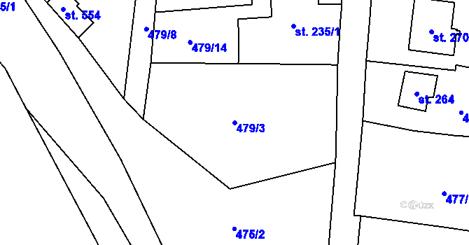 Parcela st. 479/3 v KÚ Ledce u Plzně, Katastrální mapa