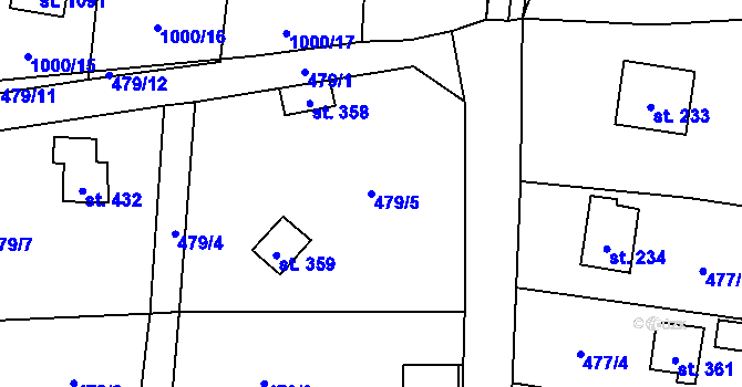 Parcela st. 479/5 v KÚ Ledce u Plzně, Katastrální mapa