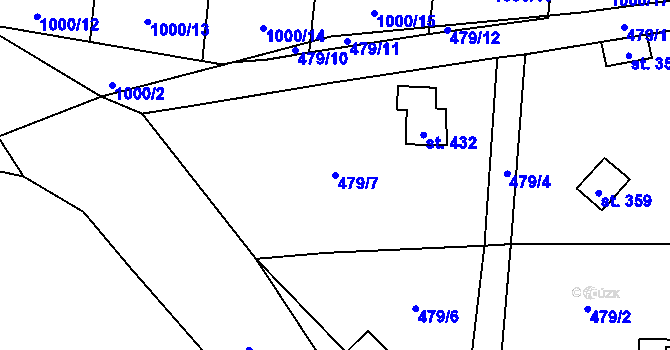 Parcela st. 479/7 v KÚ Ledce u Plzně, Katastrální mapa