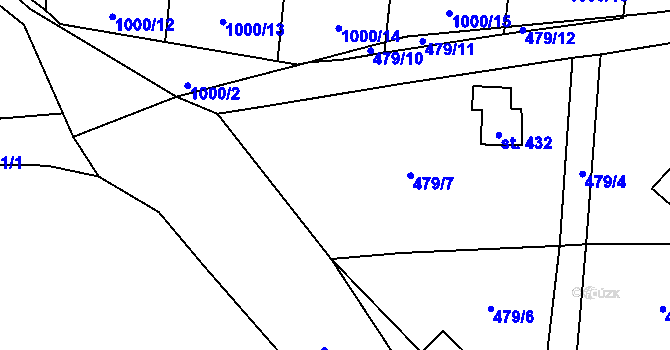 Parcela st. 479/9 v KÚ Ledce u Plzně, Katastrální mapa
